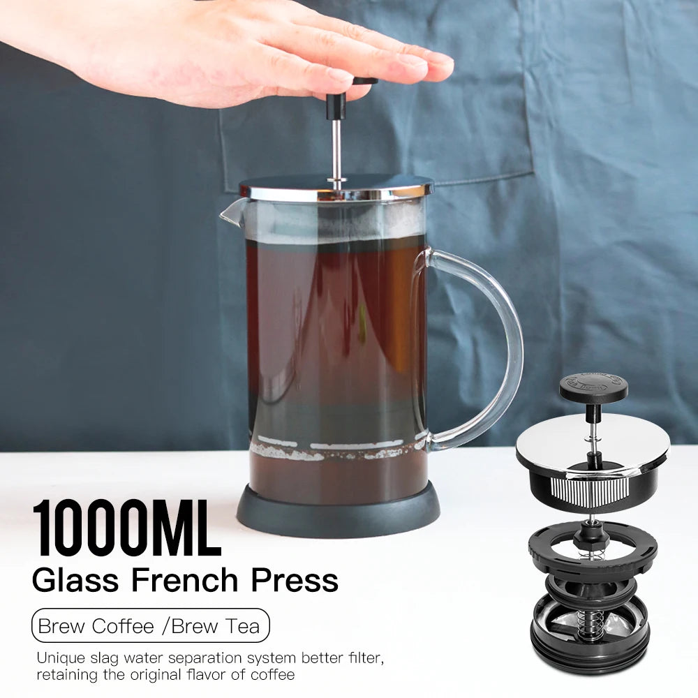 French Press 1000ml With Filter Double Wall Insulation Stainless Steel - StepUp Coffee