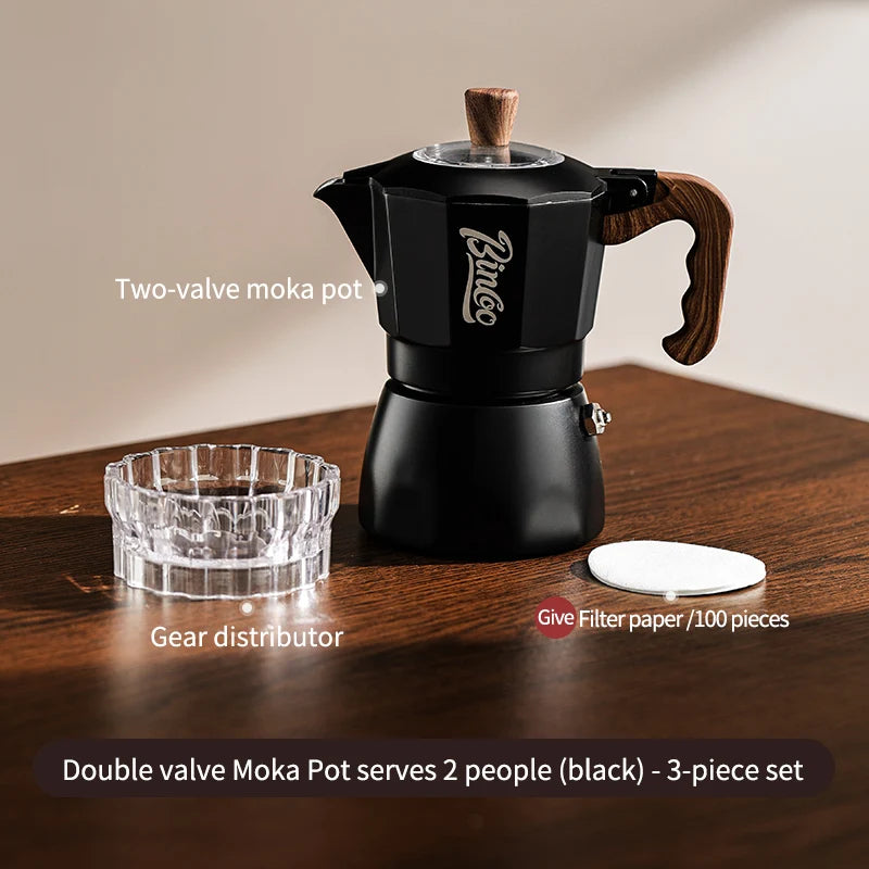Dual Valve Moka Pot Set with Heater, Home Espresso Maker