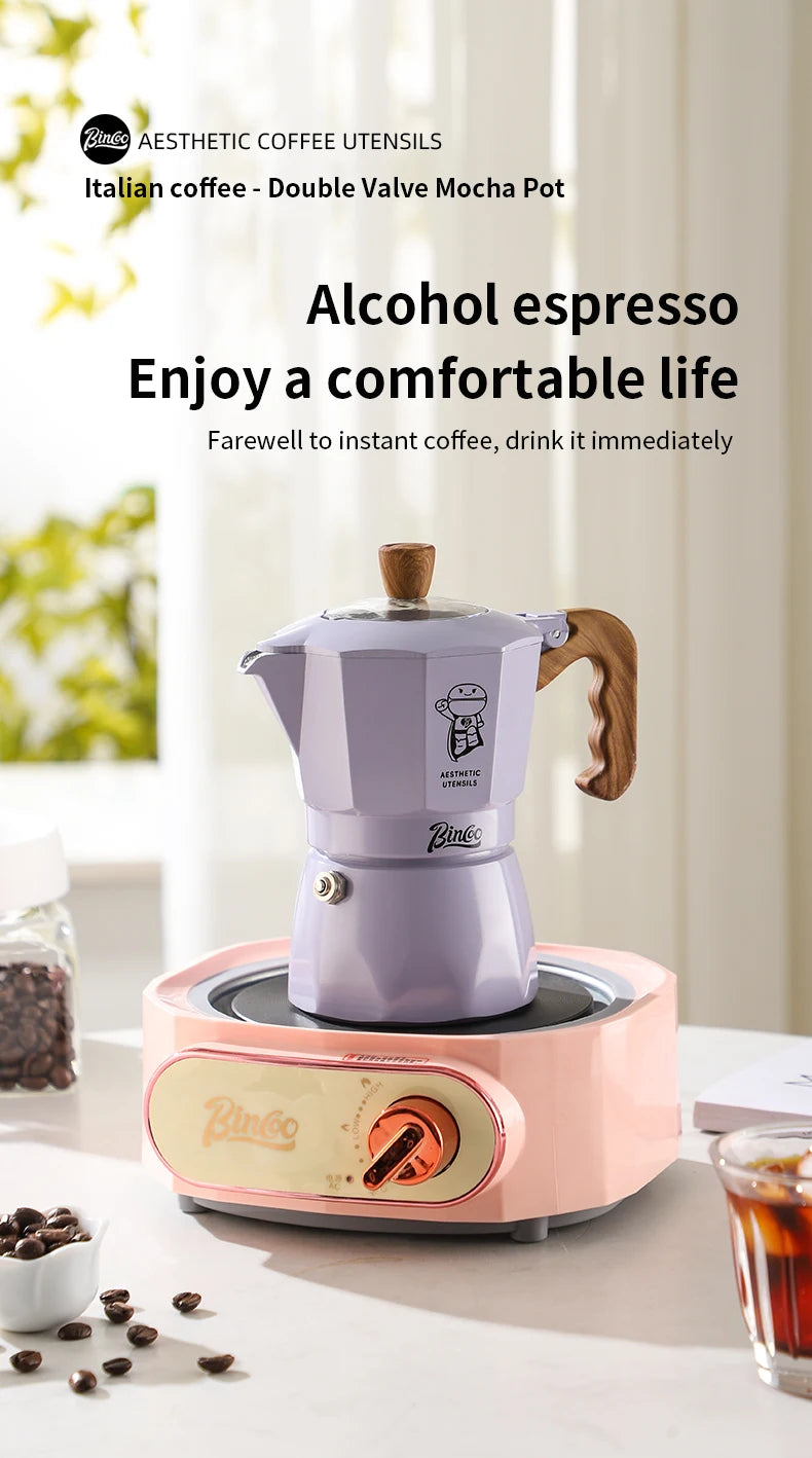 Double Valve Moka Pot Espresso Maker Manual Brewed