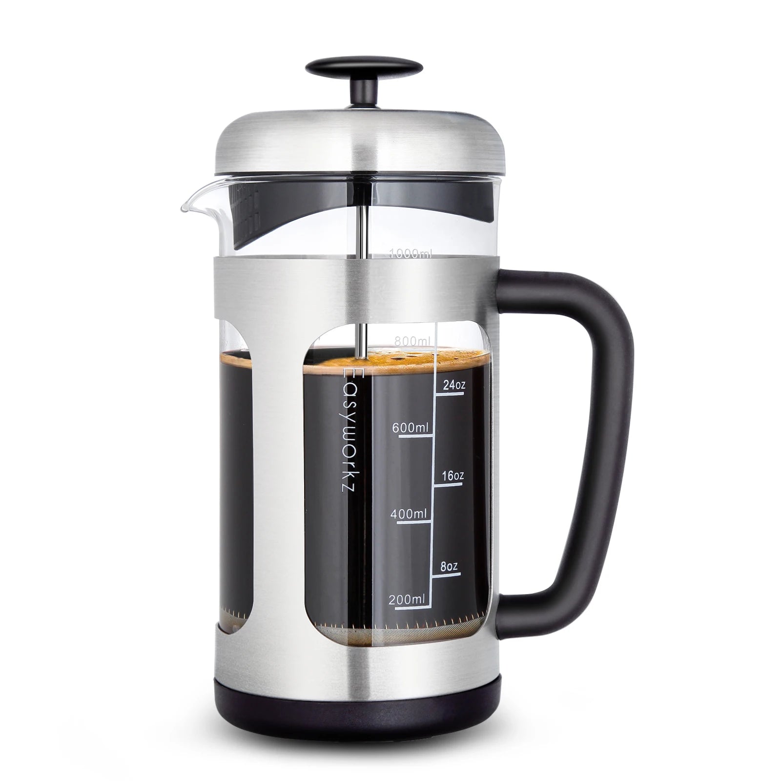 French Press  Coffee Tea Maker with Borosilicate Glass,Soft Grip Handle