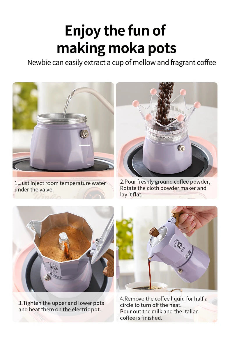 Double Valve Moka Pot Espresso Maker Manual Brewed