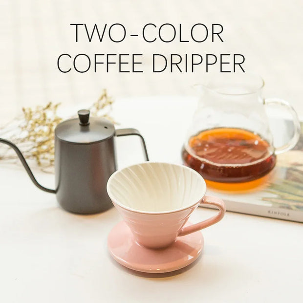 Ceramic Coffee Dripper V Shape 60 Degree Pour Over Filter White Black Red Pink Brown