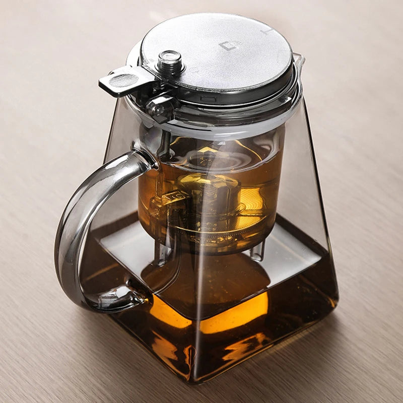 Glass Teapot with Press Tea Strainer Heat-Resistant Tea Water Separation Filter Glass Kettle Flower Tea Pot Household Teaware