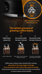 Bincoo 1000ml Airtight Coffee Canister - Vacuum Seal Stainless Steel Airscape Container for Coffee Beans | Kitchen Storage