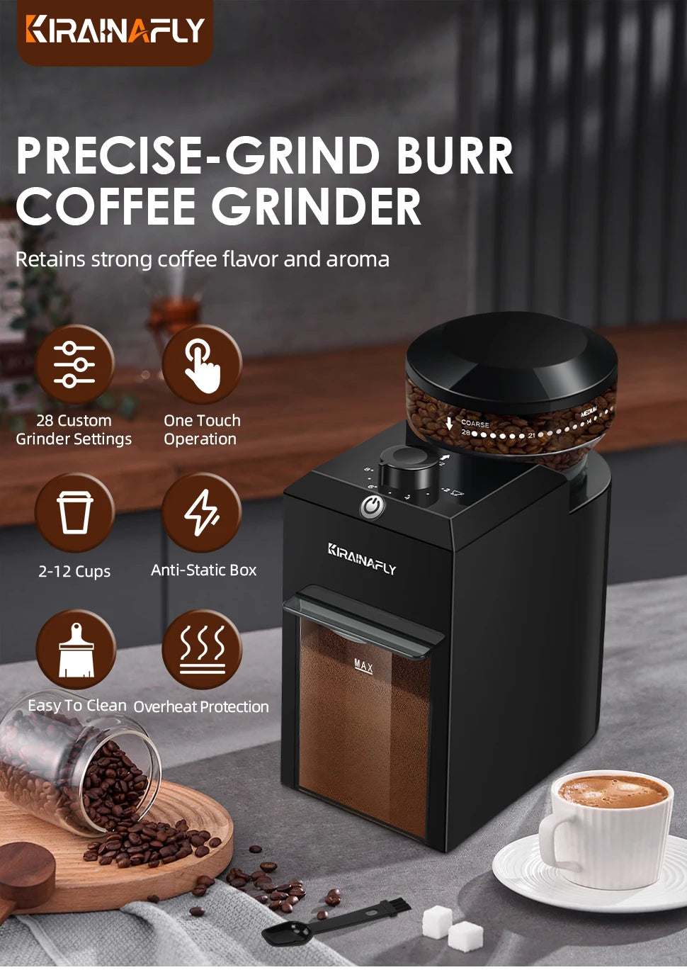 28-Setting Burr Coffee Grinder