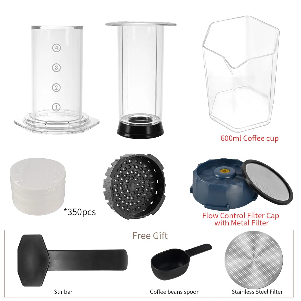 CAFEMASY Portable AeroPress Coffee Maker 250ml - Espresso & French Press Style