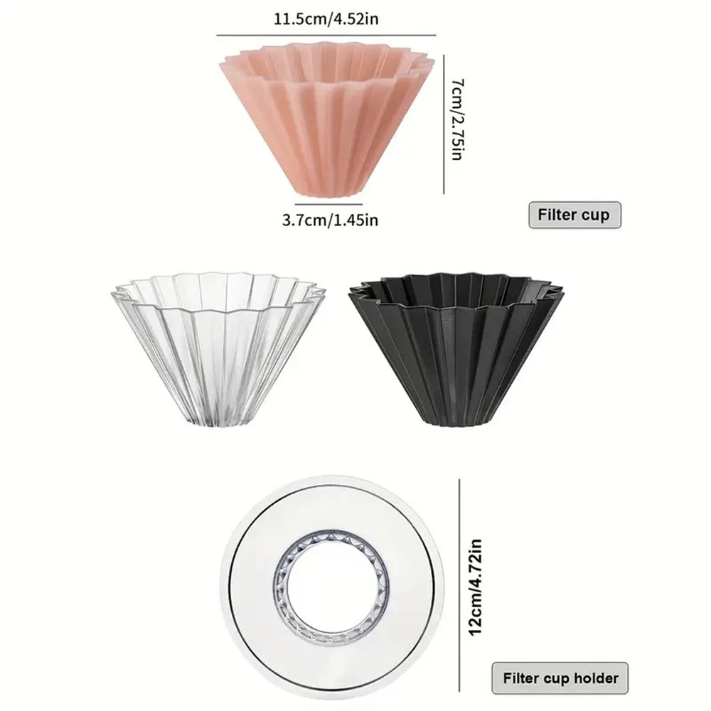 Origami V-Shaped Coffee Drip Filter Cup – Hand Brewing Coffee Filter for 1-4 People, Resin Anti-Fall Design, Perfect for Pour-Over Coffee Enthusiasts