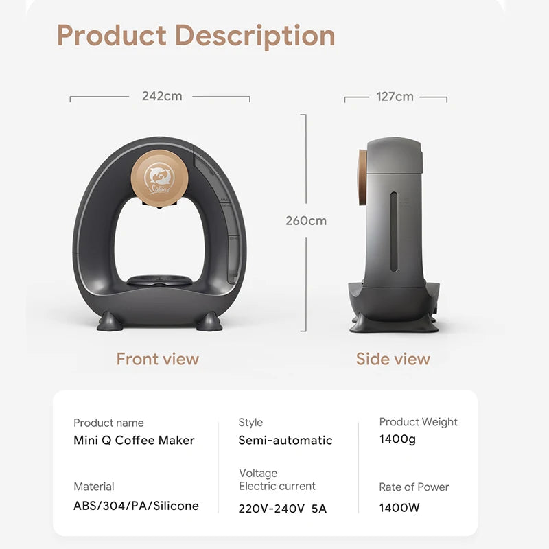 Portable Coffee Maker Low decibel Americano Capsule Coffee Machine Compatible with Coffee Powder & K Cups Original Capsules