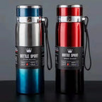 Thermal water bottle with double-walled stainless steel design, keeps drinks hot for 12 hours and cold for 24 hours. Leak-proof and eco-friendly, ideal for travel and sports.