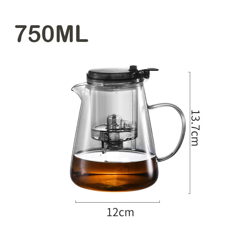 Glass Teapot with Press Tea Strainer Heat-Resistant Tea Water Separation Filter Glass Kettle Flower Tea Pot Household Teaware