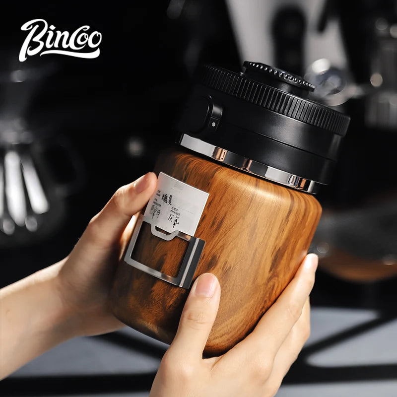 Bincoo 1000ml Airtight Coffee Canister - Vacuum Seal Stainless Steel Airscape Container for Coffee Beans | Kitchen Storage