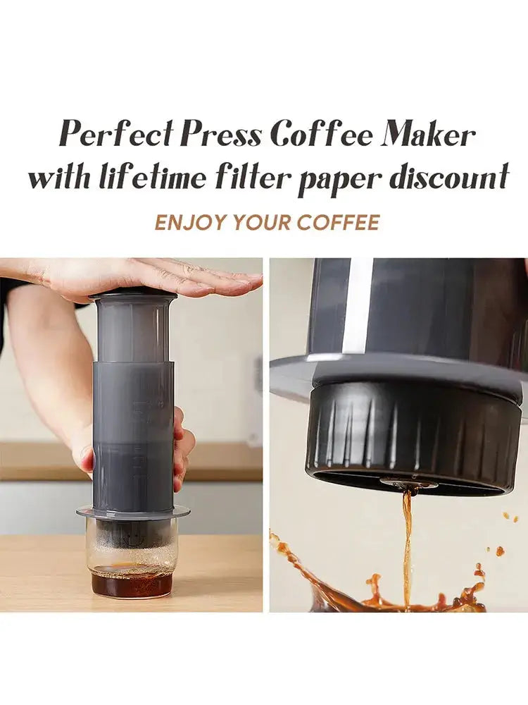 Perfect Press Coffee Maker with lifetime filter paper discount advertisement