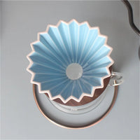 Ceramic Coffee Filter Cup Reusable Filters Coffee Maker Conical Hand Flush light blue StepUp Coffee