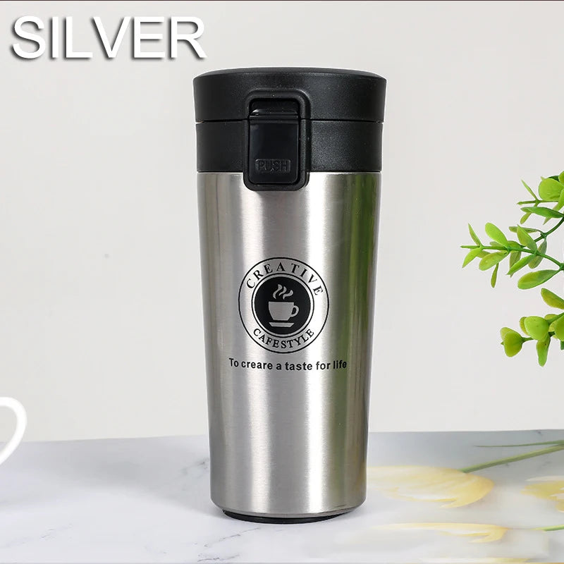 0.5L Stainless Steel Thermal Mug - Leak-proof Coffee Flask