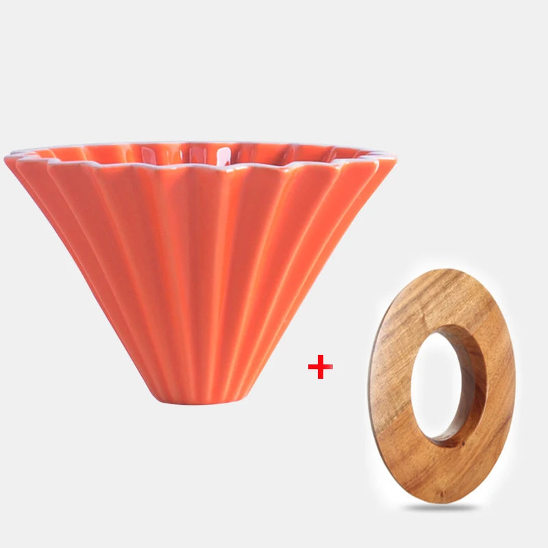 Close-up of the origami-inspired design of the coffee filter cup