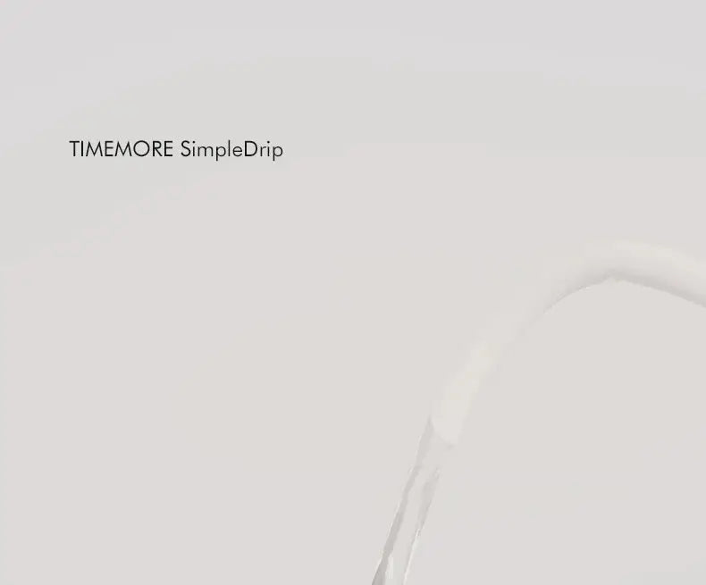 Minimalist TIMEMORE SimpleDrip branding with a clean background, emphasizing precision coffee brewing.