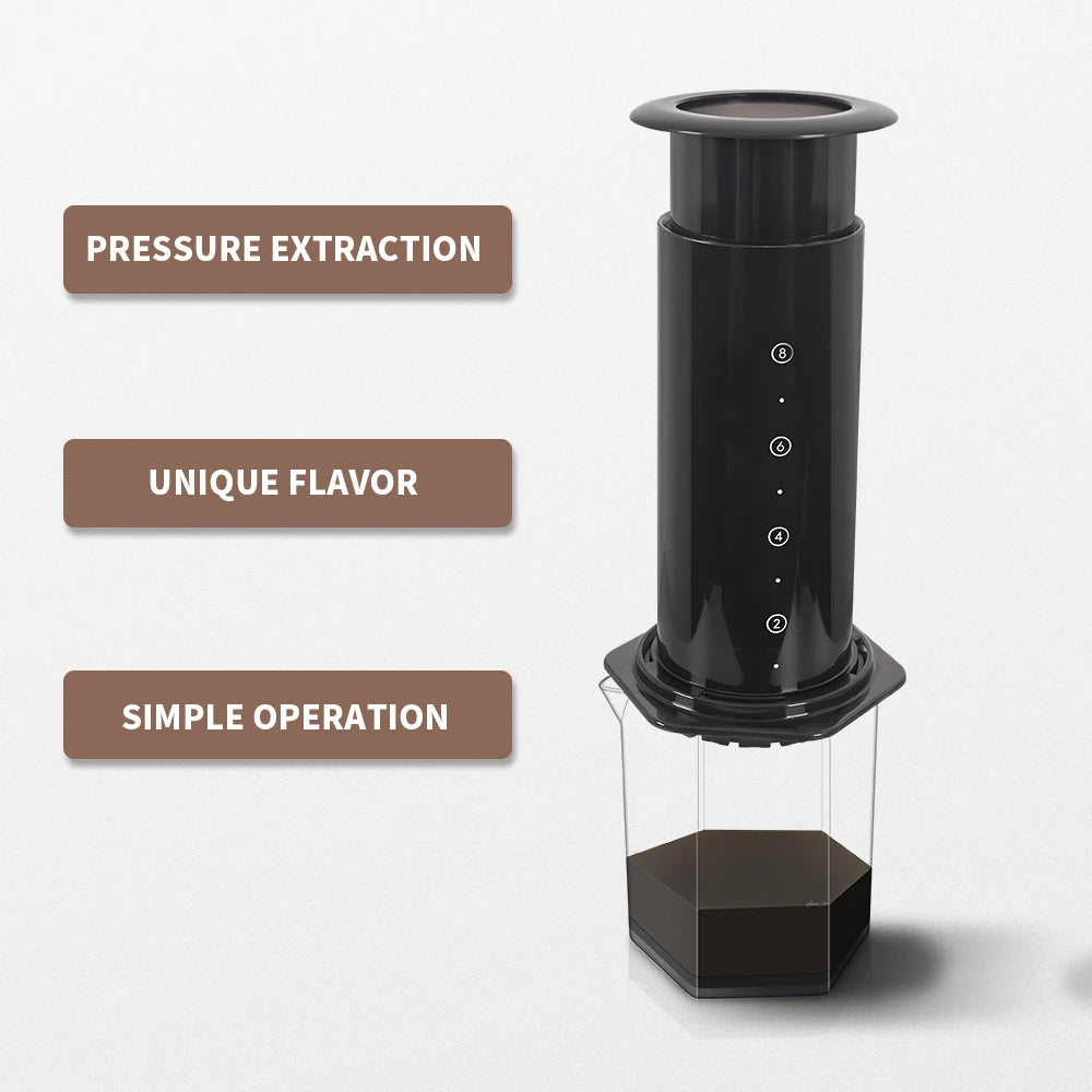 Portable AeroPress XL Espresso Coffee Maker – 250ml French Press Air Press Drip Coffee Pot with Biodegradable Filter Papers