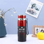 Thermal water bottle with double-walled stainless steel design, keeps drinks hot for 12 hours and cold for 24 hours. Leak-proof and eco-friendly, ideal for travel and sports.