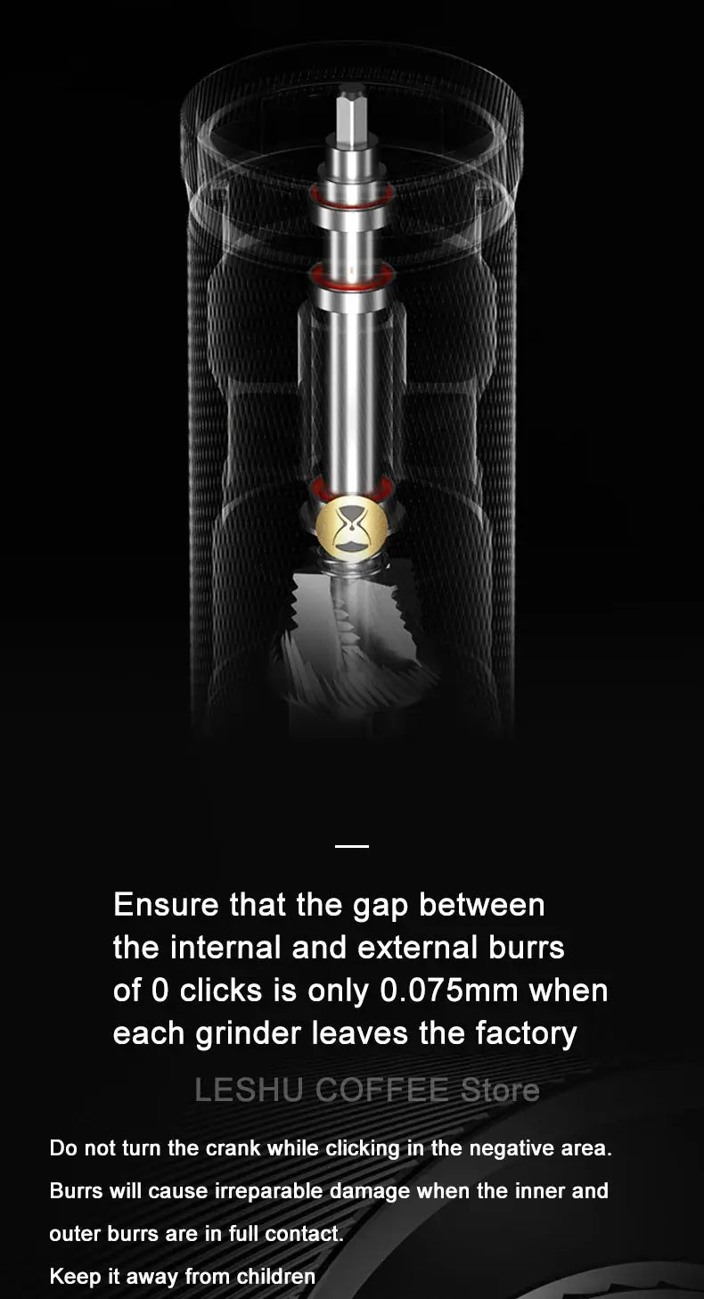 StepUP Coffee Manual Coffee Grinder Chestnut S3 – External Adjustment, S2C890 Burr