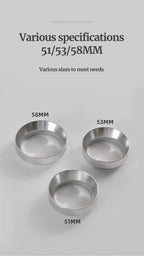 Three metal bowls of different sizes on a gray background with text indicating specifications.