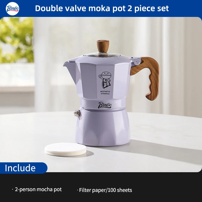Double Valve Moka Pot Espresso Maker Manual Brewed