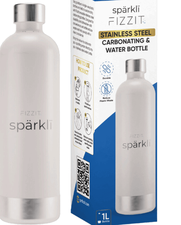 Fizzit soda makers in sleek white and black designs for carbonated sparkling water with zero calories. Ideal for healthy hydration at home.