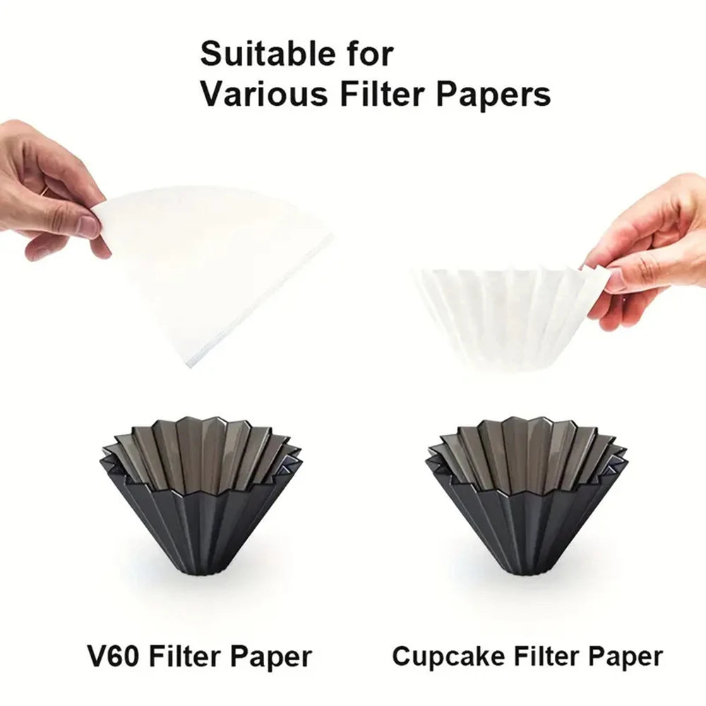 Origami V-Shaped Coffee Drip Filter Cup – Hand Brewing Coffee Filter for 1-4 People, Resin Anti-Fall Design, Perfect for Pour-Over Coffee Enthusiasts