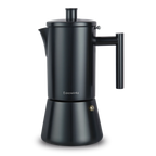 Black stovetop espresso maker with Easyworkz branding for home coffee brewing