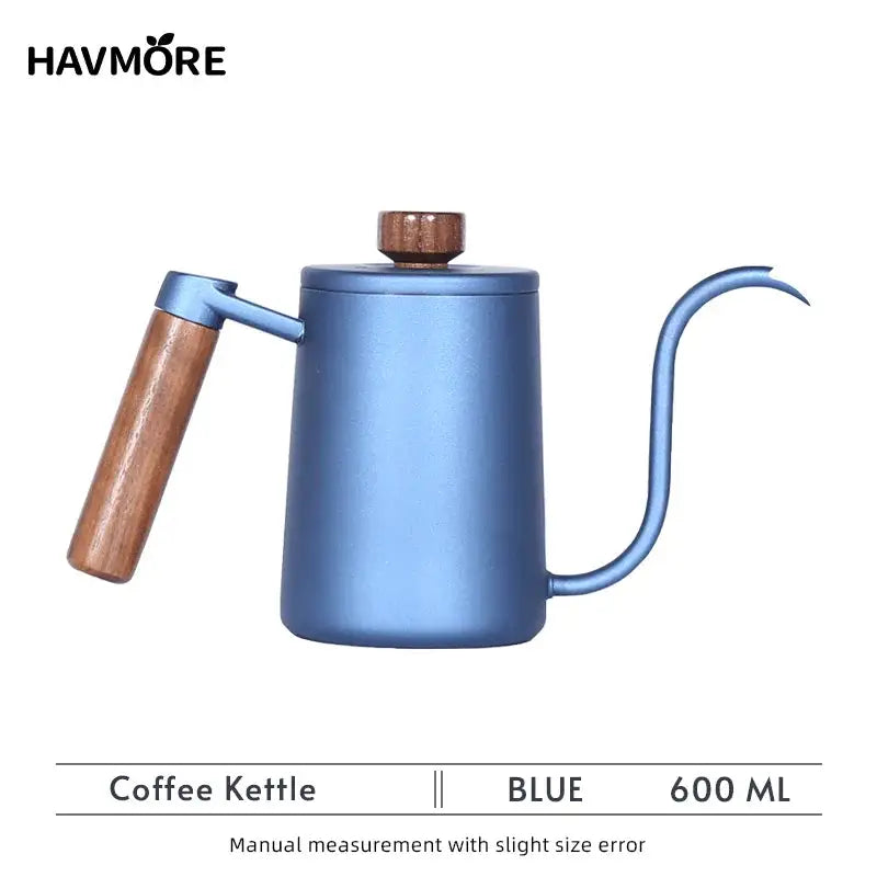 Stainless Steel 600ml Long Gooseneck Spout Barista Espresso Coffee Maker with ergonomic handle and precision pour spout for home brewing. Ideal for pour-over coffee, this black 304 stainless steel kettle is perfect for baristas and kitchen use.