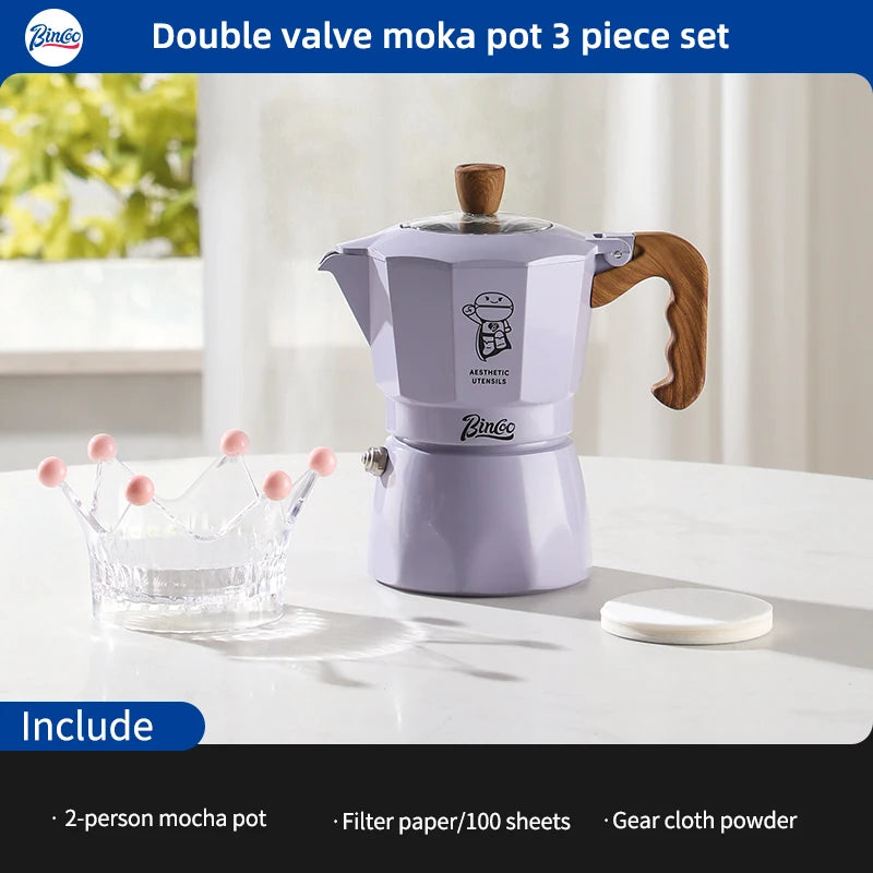 Double Valve Moka Pot Espresso Maker Manual Brewed