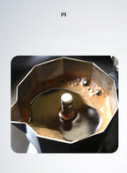 JUSTINLAU 150/300ML Octagonal Stainless Steel Moka Pot - Italian Style Espresso Maker for Home Brewing