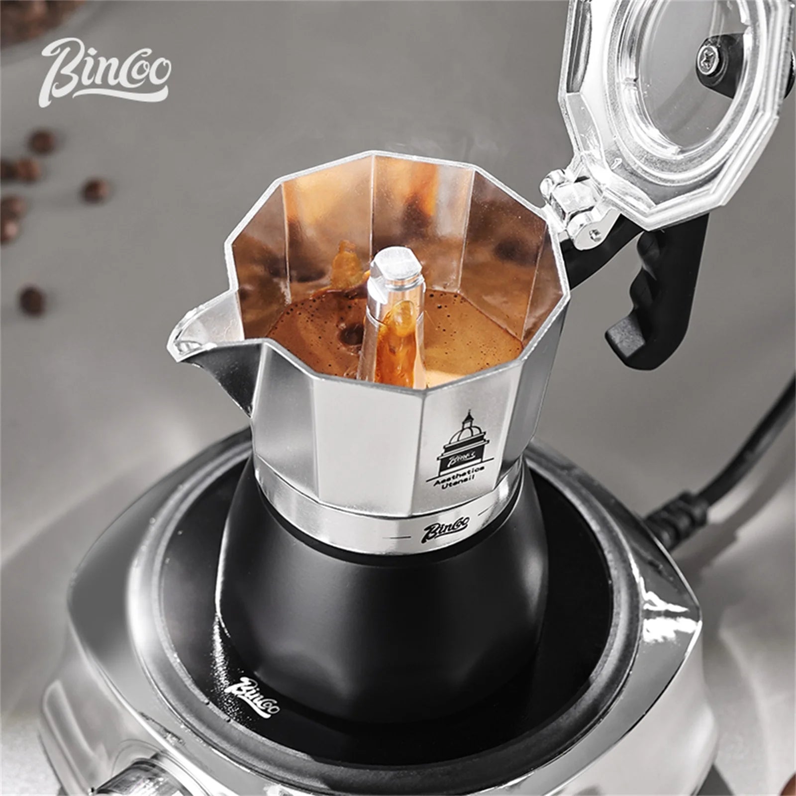 Dual Valve Moka Pot 200ml - Portable Espresso Maker for Home & Outdoor