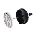 Close-up of a stainless steel plunger and fine mesh filter from a French Press Coffee Maker. Ensures smooth, grit-free coffee extraction.