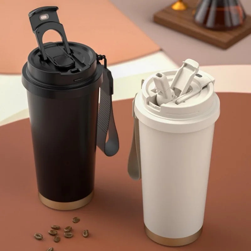 530ml ceramic-lined stainless steel travel mug with double-wall vacuum insulation and straight tumbler design
