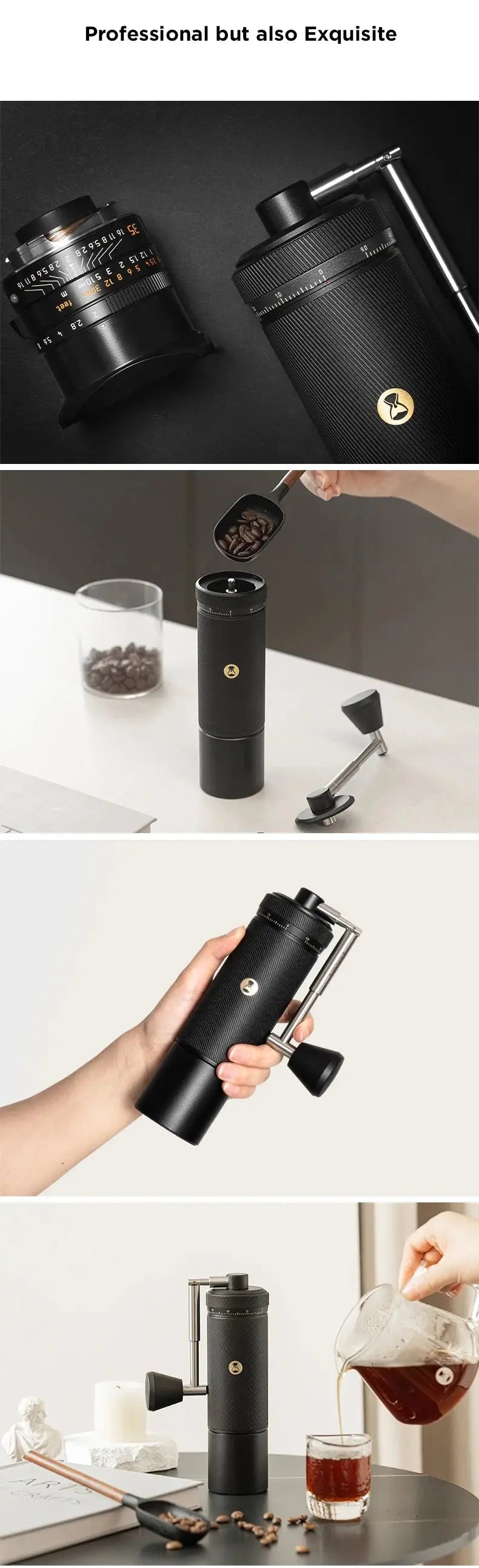 StepUP Coffee Manual Coffee Grinder Chestnut S3 – External Adjustment, S2C890 Burr