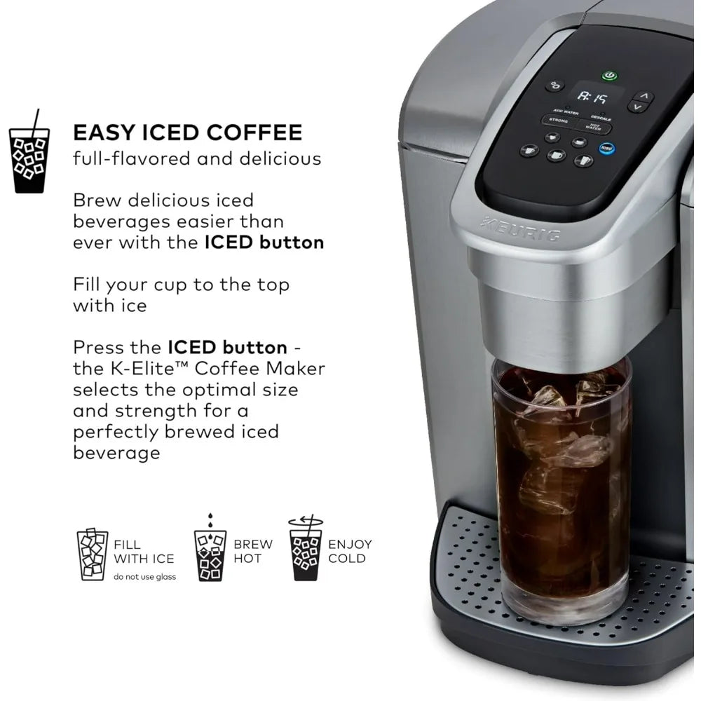 New-Keurig K-Elite Single Serve Coffee Maker, Adjustable Strength, Temperature Control, and Iced Coffee Option, Brews 8-