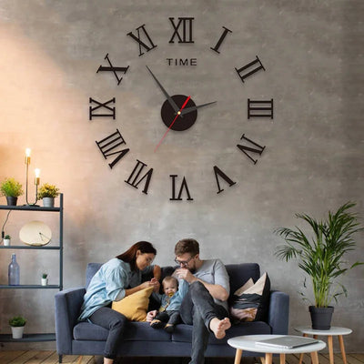 Simple Modern Design Digital DIY Clock Silent Wall Clock Room Living Wall Decoration Home Decor Punch-Free Wall Sticker Clock