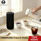 TIMEMORE French press coffee press,Coffee Maker Tea Maker,450ml,15 Ounce,high density stainless steel mesh heat resistant glass