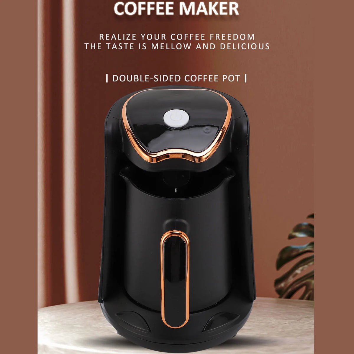 Automatic Turkish coffee maker, 4-cup 0.3L portable brewer with SS304 heating plate and anti-overflow design