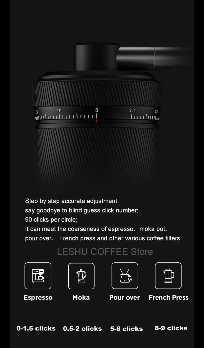 StepUP Coffee Manual Coffee Grinder Chestnut S3 – External Adjustment, S2C890 Burr