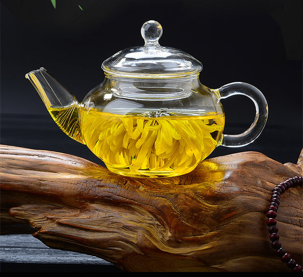 Clear borosilicate glass teapot with non-drip spou