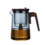 Heat-resistant glass teapot with ergonomic handle