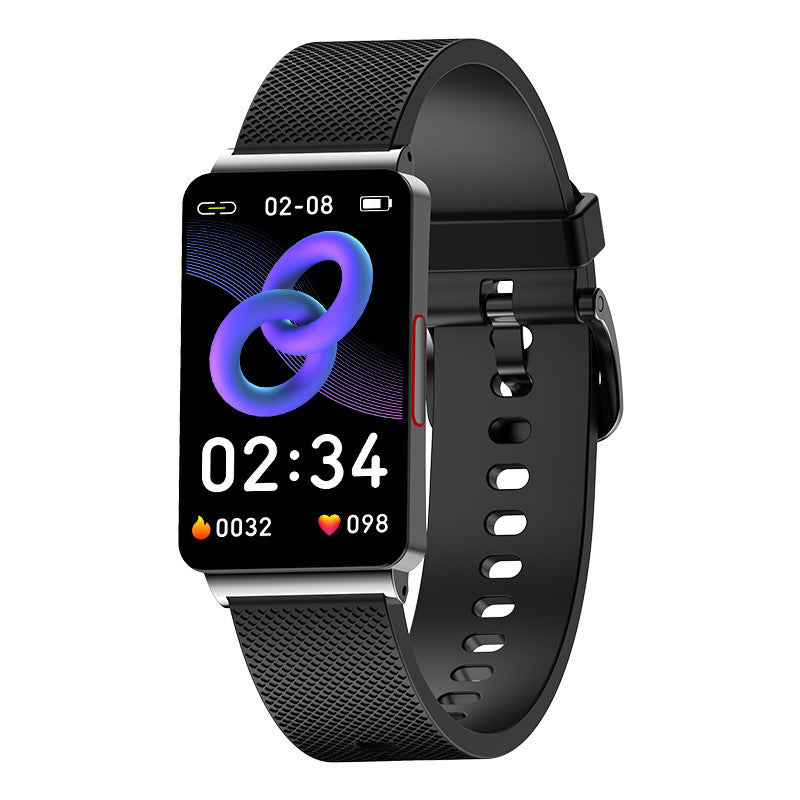 Blood Glucose Smart Bracelet EP08 for Android with USB magnetic charging and TPU strap. Available in black, gold, and silver with a stylish wrist design.