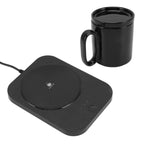 Smart Mug Warmer with 3-gear control, USB-powered heating coaster in black, keeping a milk cup warm. Ideal for home and office use.