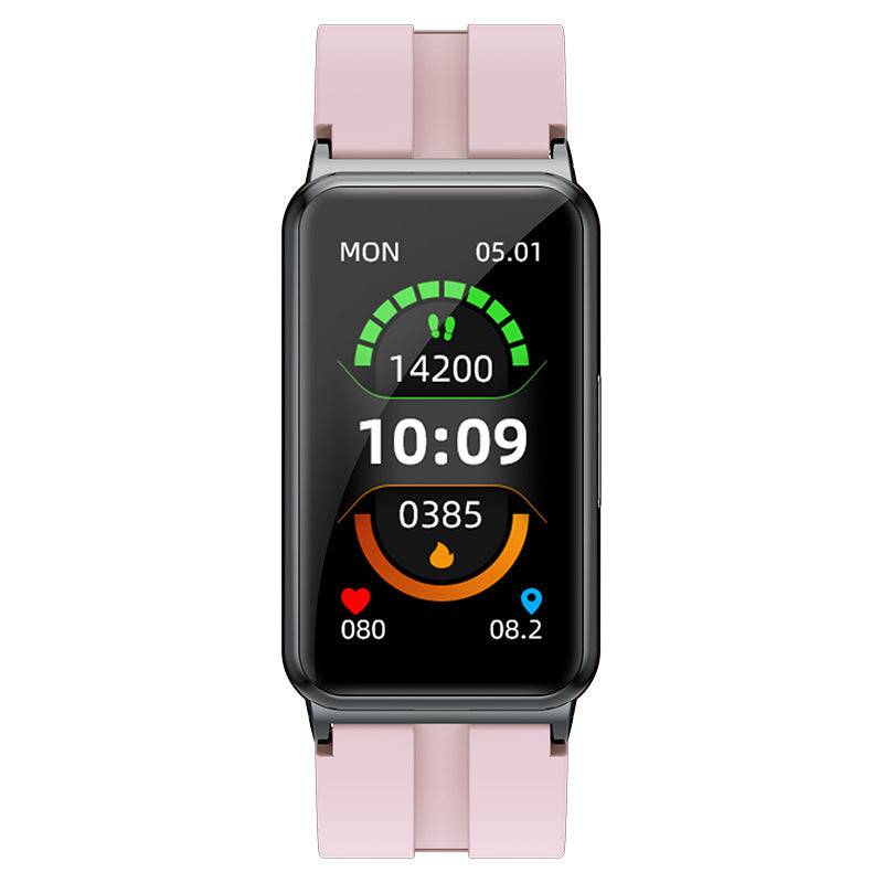 Non-invasive Blood Glucose Monitoring Smartwatch in pink, featuring real-time glucose tracking, fitness monitoring, and health insights.