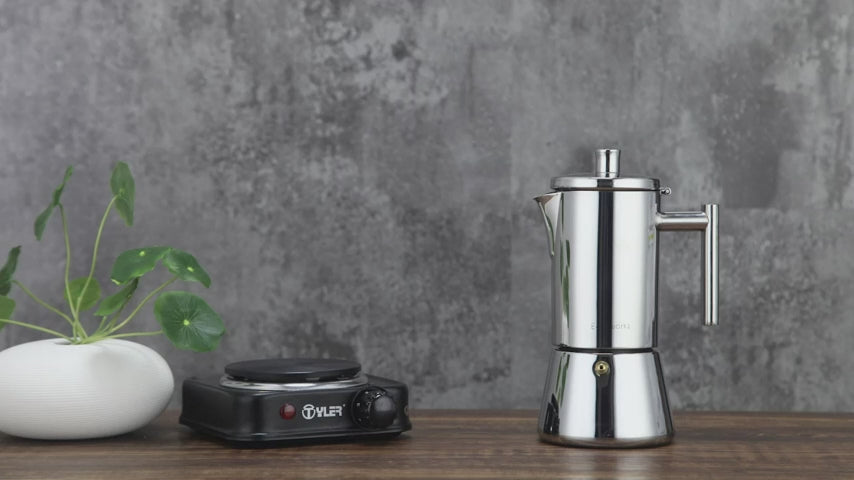 StepUp Stainless Steel Moka Pot – 4/6/10-Cup Stovetop Espresso Maker