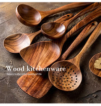 Close-up of Teak Wooden Cooking Utensils