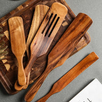 Close-up of Teak Wooden Cooking Utensils