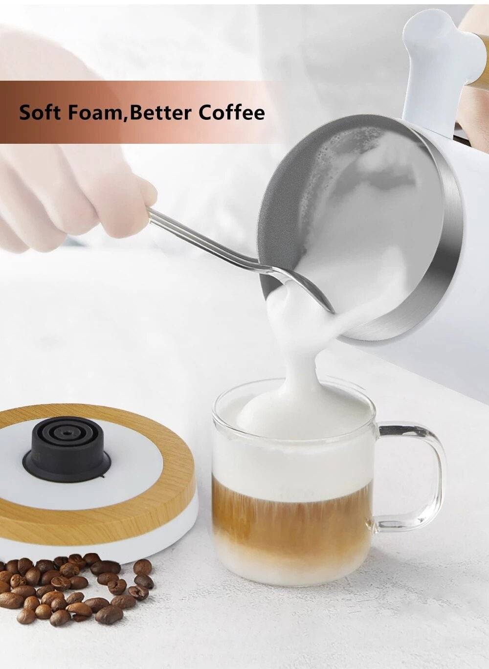 Automatic Coffee Frother Electric Hot and Cold Latte Cappuccino Milk frother - StepUp Coffee