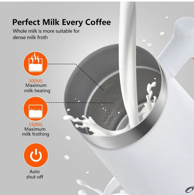 Coffart Automatic Milk Frother Electric Hot and Cold for Making Latte Cappuccino Fully Automatic Coffee Frothing Foamer